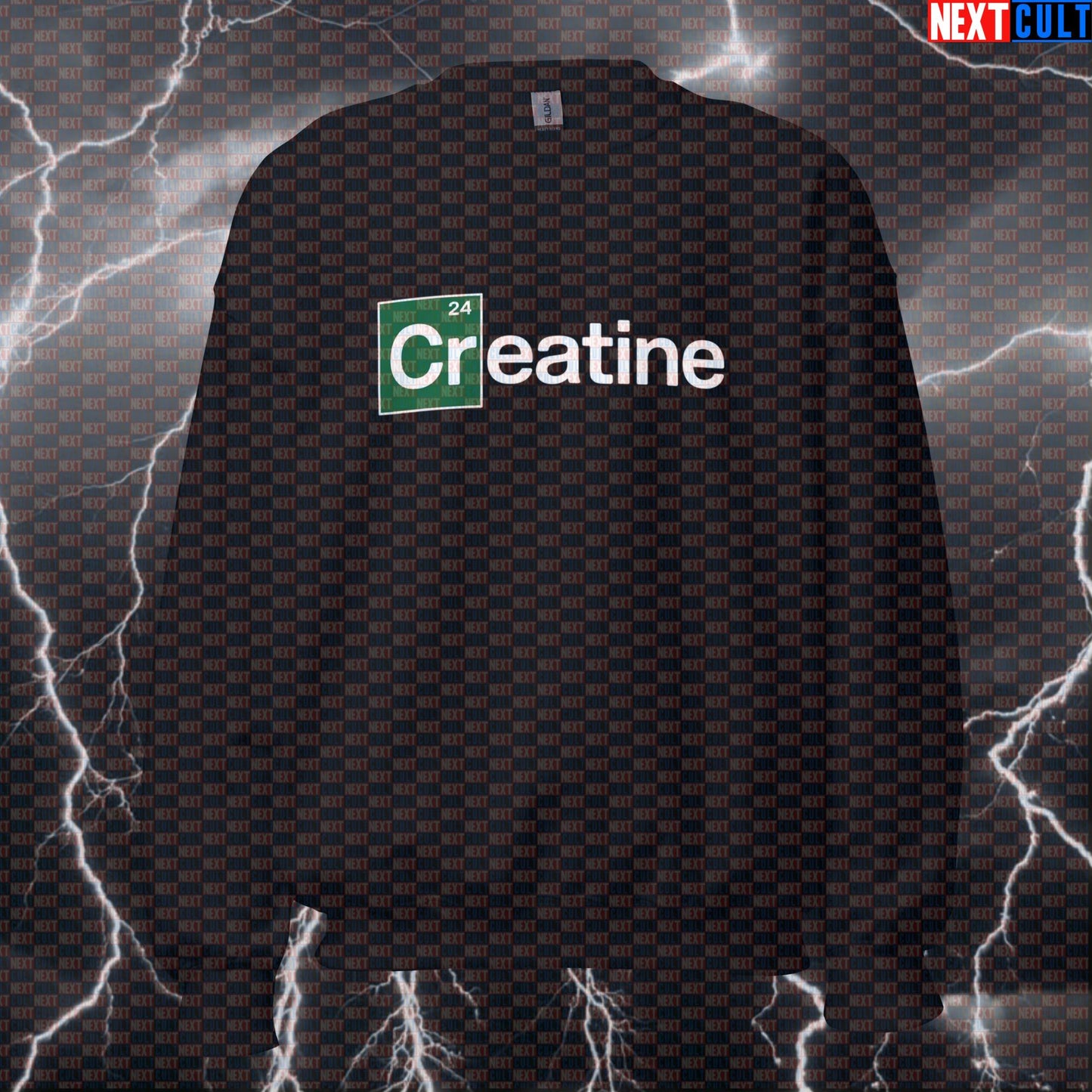 Funny Powered By Creatine Gym Sweatshirt | Breaking Bad Meme Workout Sweater For Lifters & Gym Bros Sweatshirts Bodybuilding Breaking Bad Fitness Gym Pump Cover TV Workout Next Cult Brand