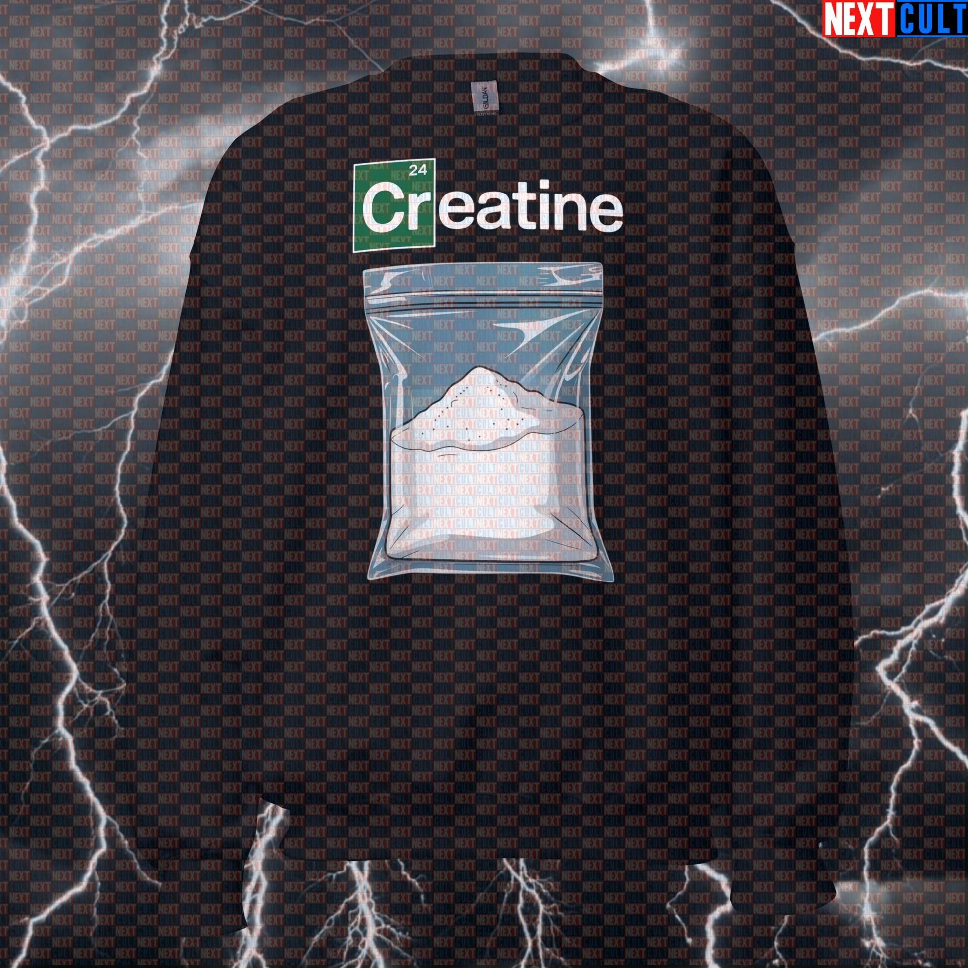 Powered By Creatine Funny Gym Sweatshirt | Breaking Bad Meme Workout Sweater For Creatine Lovers & Lifters Sweatshirts Bodybuilding Breaking Bad Fitness Gym Pump Cover TV Workout Next Cult Brand