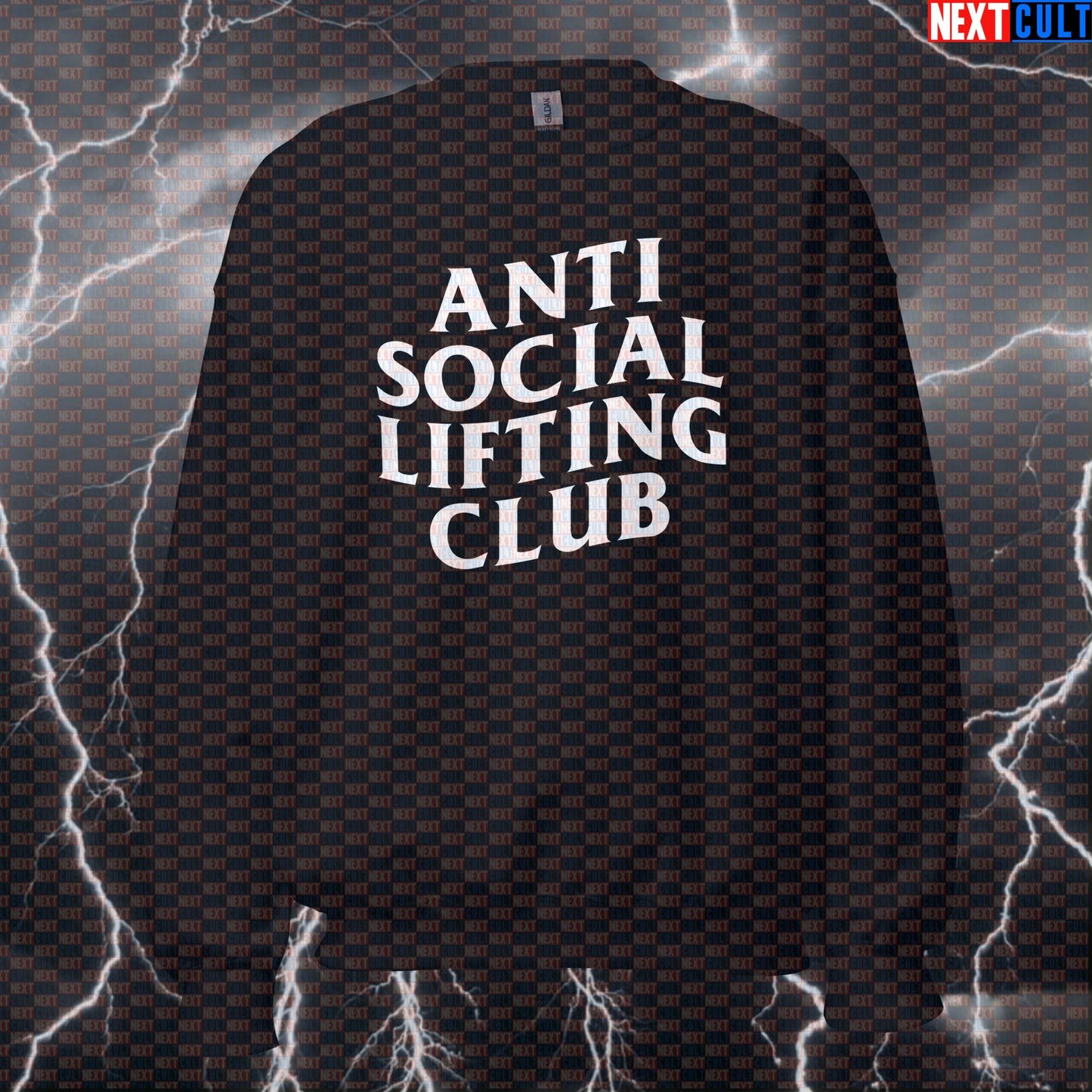 Anti Social Lifting Club Gym Sweatshirt | Funny Workout Sweater For Powerlifting & Bodybuilding | Fitness Meme Pullover Bodybuilding Fitness Gym Home Gym Powerlifting Pump Cover Workout Next Cult Brand