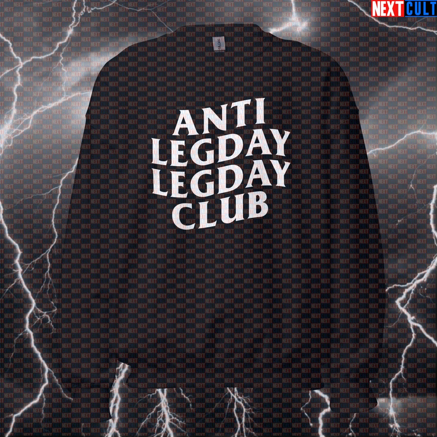Anti Leg Day Leg Day Club Funny Gym Sweatshirt | Workout Meme Sweater For Lifters | Fitness Pullover Bodybuilding Fitness Gym Leg Day Powerlifting Pump Cover Workout Next Cult Brand