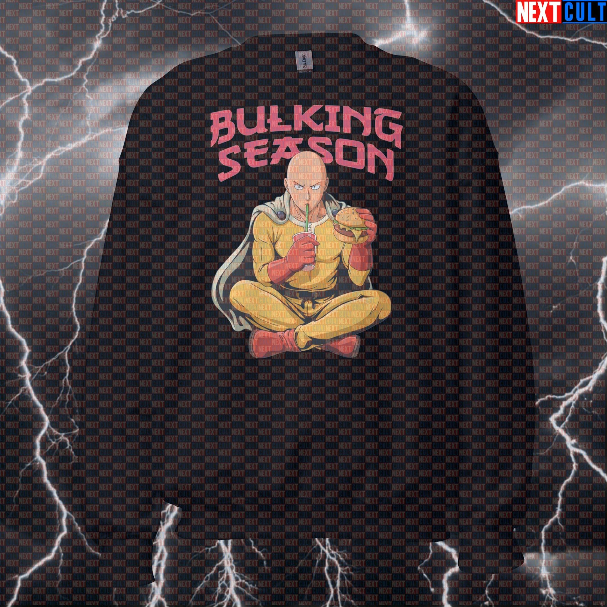 Funny Bulking Season Gym Sweatshirt | Anime Fast Food Meme Workout Sweater For Lifters | Calorie Surplus Pullover Anime Bodybuilding Bulking Fast Food Fitness Gym Pump Cover TV Workout Next Cult Brand