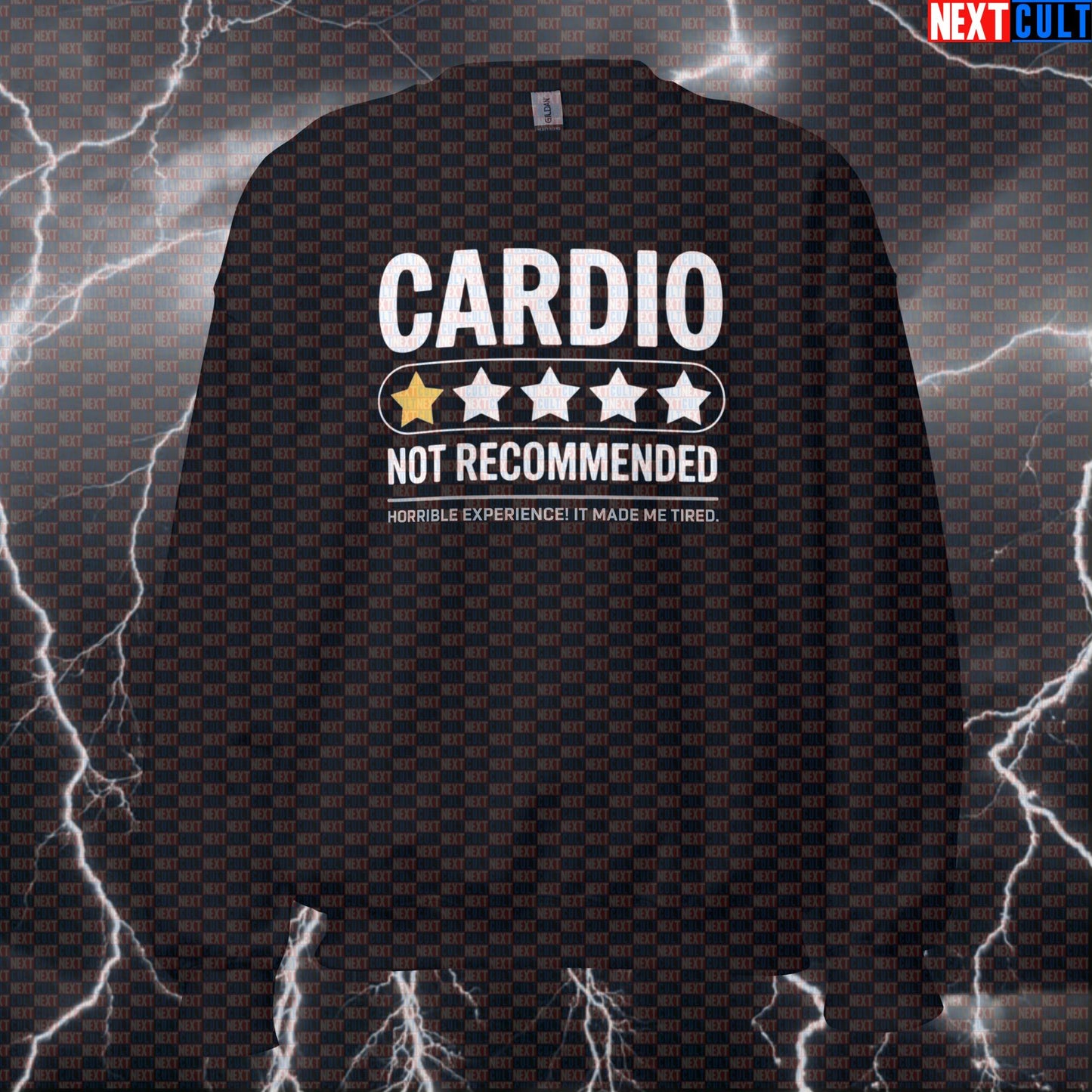 Negative Cardio Review Funny Gym Sweatshirt | 1 Star Workout Sweater For Lifters | Cardio Sucks Pullover Bodybuilding Cardio Fitness Gym Pump Cover Workout Next Cult Brand