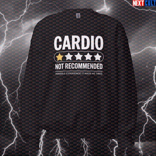 Negative Cardio Review Funny Gym Sweatshirt | 1 Star Workout Sweater For Lifters | Cardio Sucks Pullover Bodybuilding Cardio Fitness Gym Pump Cover Workout Next Cult Brand