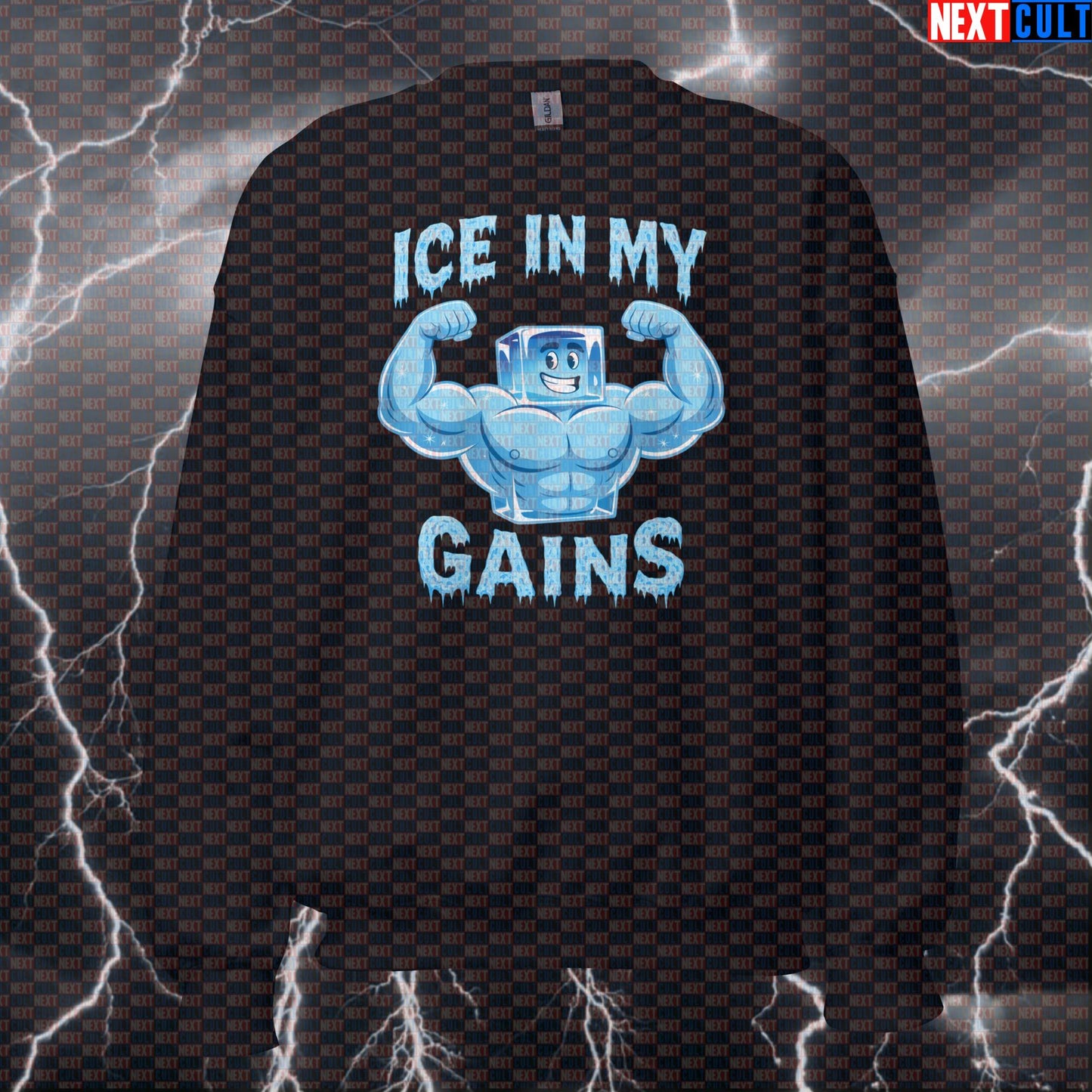 Ice In My Gains Funny Gym Sweatshirt | Icy Workout Jumper For Lifters Bodybuilding Fitness Gym Pump Cover Workout Next Cult Brand