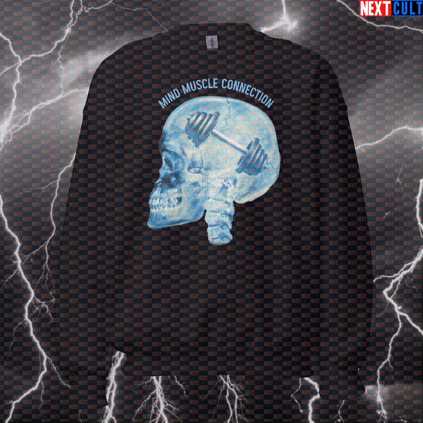 Gymhead Funny Workout Sweatshirt | Mind Muscle Connection Sweater For Lifters | Fitness Meme Crewneck Bodybuilding Fitness Gym Powerlifting Pump Cover Workout Next Cult Brand