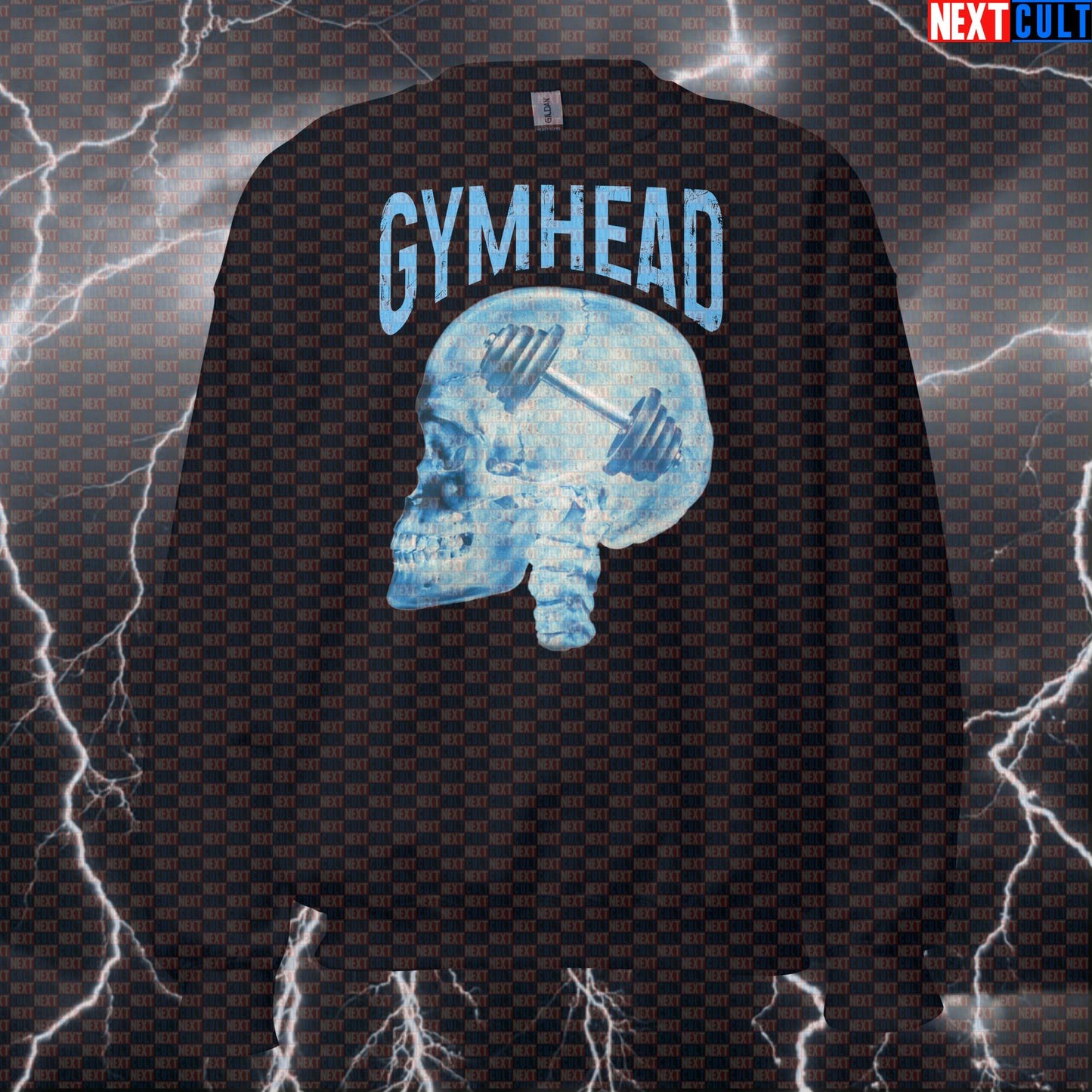 Gymhead Funny Gym Sweatshirt | Lifting Is On My Mind Workout Sweater | Skull Design Pump Cover Pullover Bodybuilding Fitness Gym Powerlifting Pump Cover Workout Next Cult Brand