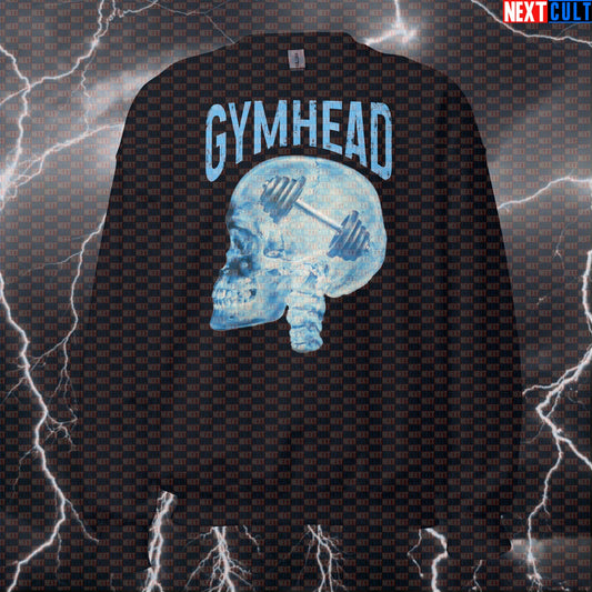 Gymhead Funny Gym Sweatshirt | Lifting Is On My Mind Workout Sweater | Skull Design Pump Cover Pullover Bodybuilding Fitness Gym Powerlifting Pump Cover Workout Next Cult Brand
