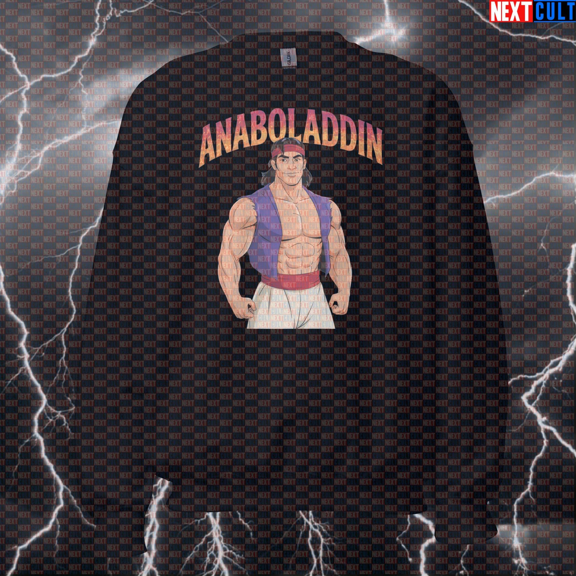Anaboladdin Enhanced Lifter Sweatshirt | Funny Gym Meme Crewneck | Not Natty Workout Sweater Pump Cover Sweatshirts Bodybuilding Films Fitness Gym Pump Cover Steroids Workout Next Cult Brand