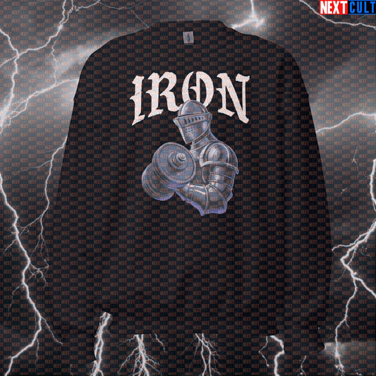 Iron Knight Funny Gym Sweatshirt | Motivational Workout Sweater For Lifters & Powerlifting Fans | Fitness Meme Pullover Sweatshirts Bodybuilding Fitness Gym Pump Cover Workout Next Cult Brand