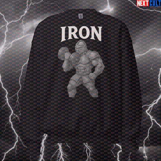 Knight Lifting Iron Funny Gym Sweatshirt | Medieval Workout Jumper Pump Cover Sweatshirts Bodybuilding Fitness Gym Pump Cover Workout Next Cult Brand
