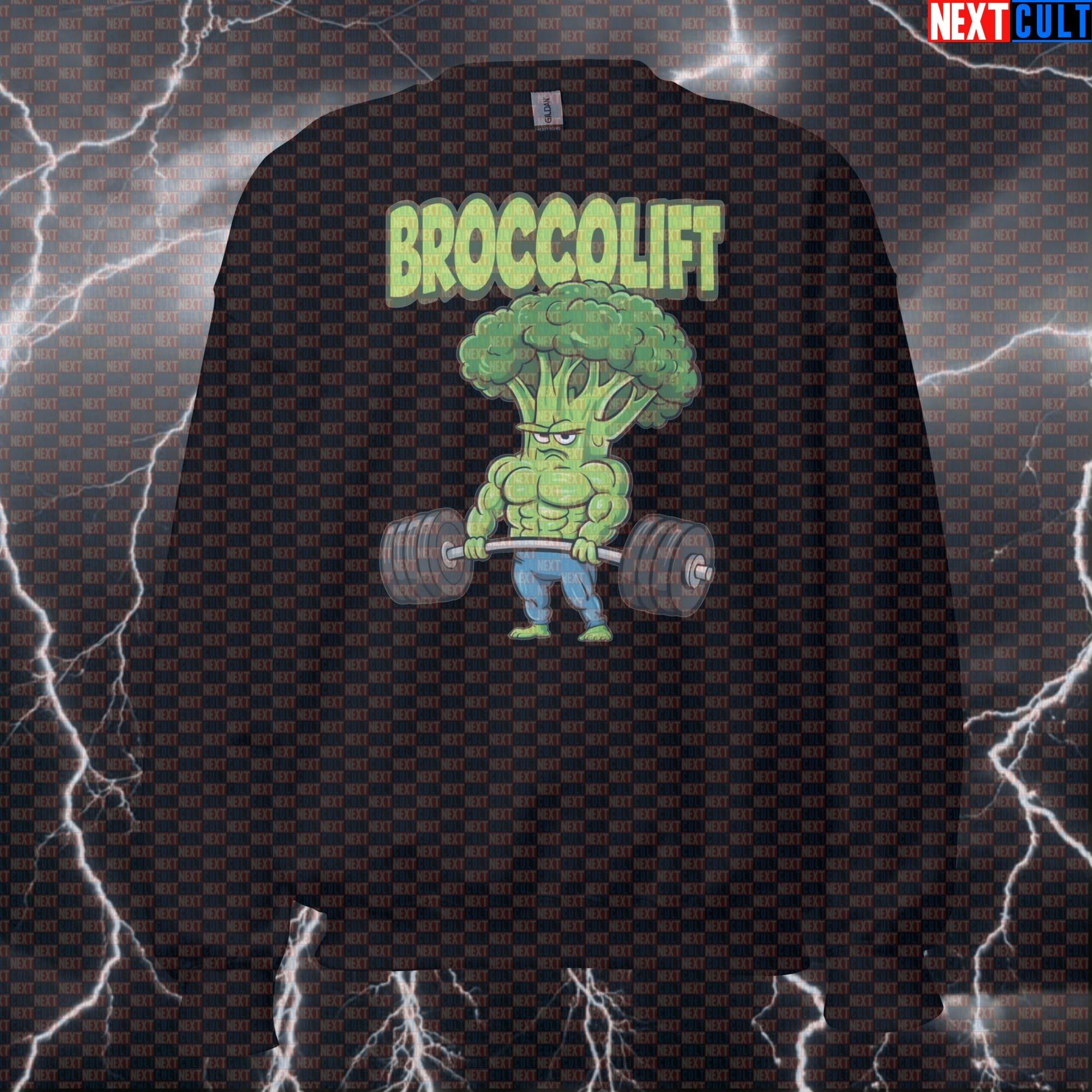 Broccolift Funny Gym Sweatshirt | Eat Broccoli Lift Sweater For Fitness Gains | Workout Meme Pullover Sweatshirts Bodybuilding Fast Food Fitness Gym Leg Day Powerlifting Pump Cover Workout Next Cult Brand