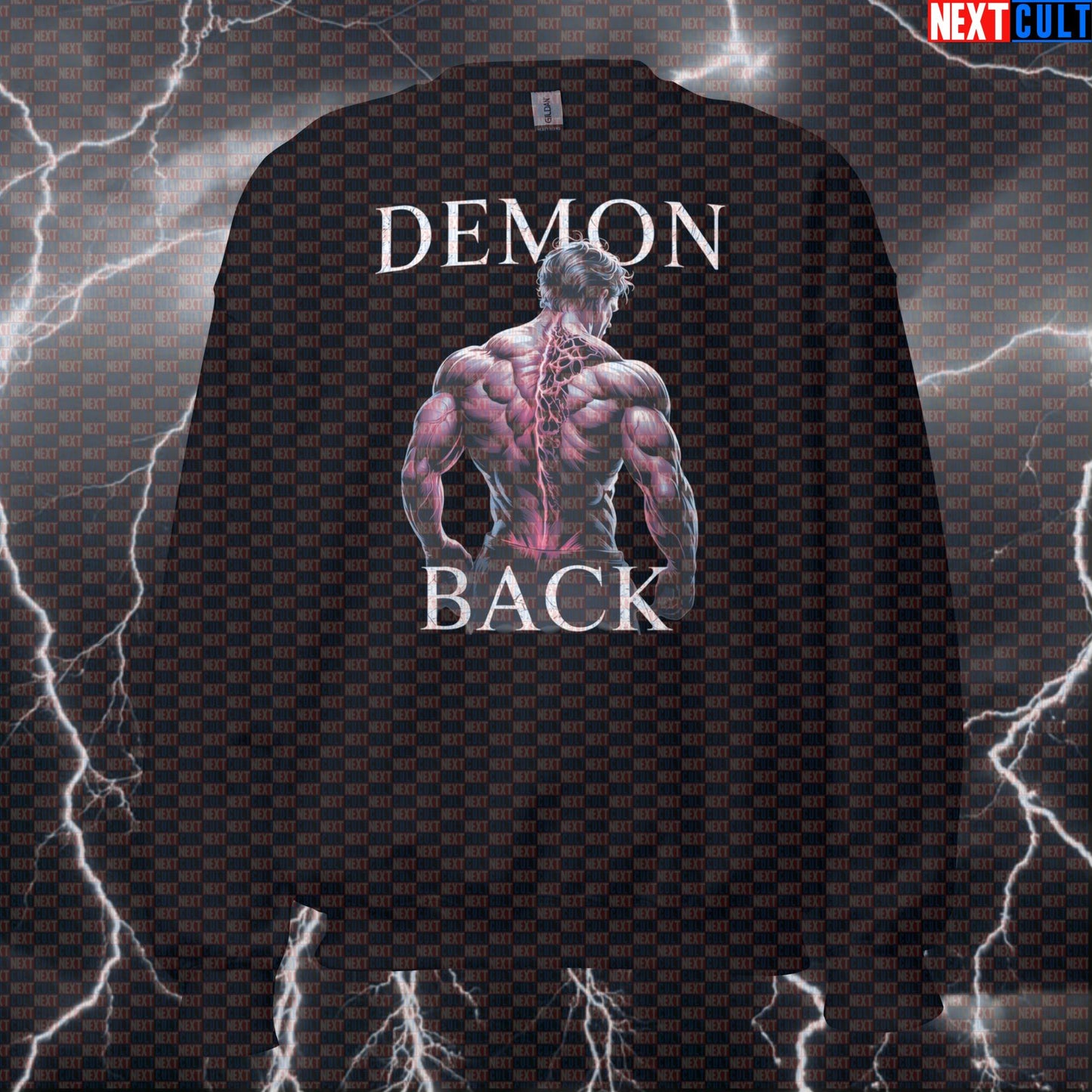 Demon Back Gym Sweatshirt | Big Back Workout Sweater For Bodybuilding & Lat Gains | Funny Gym Meme Pullover Sweatshirts Bodybuilding Fitness Gym Halloween Pump Cover Workout Next Cult Brand