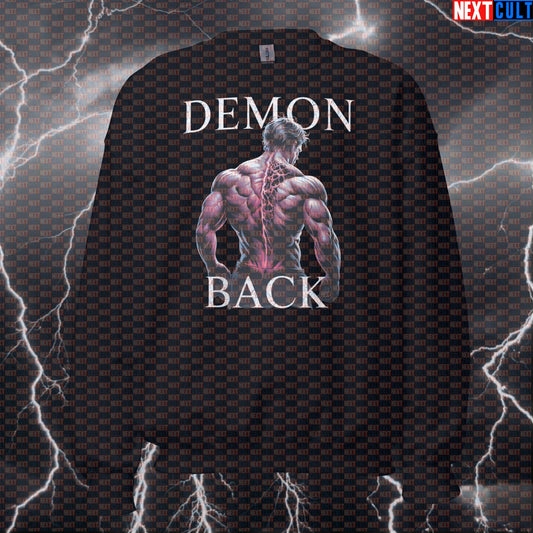Demon Back Gym Sweatshirt | Big Back Workout Sweater For Bodybuilding & Lat Gains | Funny Gym Meme Pullover Sweatshirts Bodybuilding Fitness Gym Halloween Pump Cover Workout Next Cult Brand
