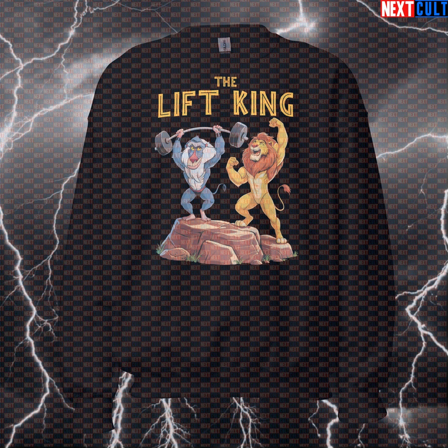Lift King Gym Lion Sweatshirt | Funny Workout Sweater For Powerlifters & Bodybuilding Meme Fans | Pump Cover Pullover Sweatshirts Bodybuilding Films Fitness Powerlifting Pump Cover Workout Next Cult Brand