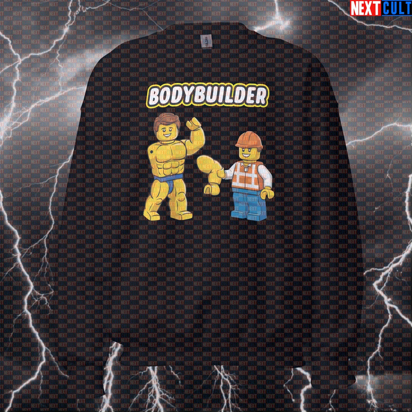 Body Under Construction Funny Gym Sweatshirt | LEGO Bodybuilding Meme Sweater For Lifters & Gym Bros Sweatshirts Bodybuilding Fitness Gym LEGO Pump Cover Workout Next Cult Brand