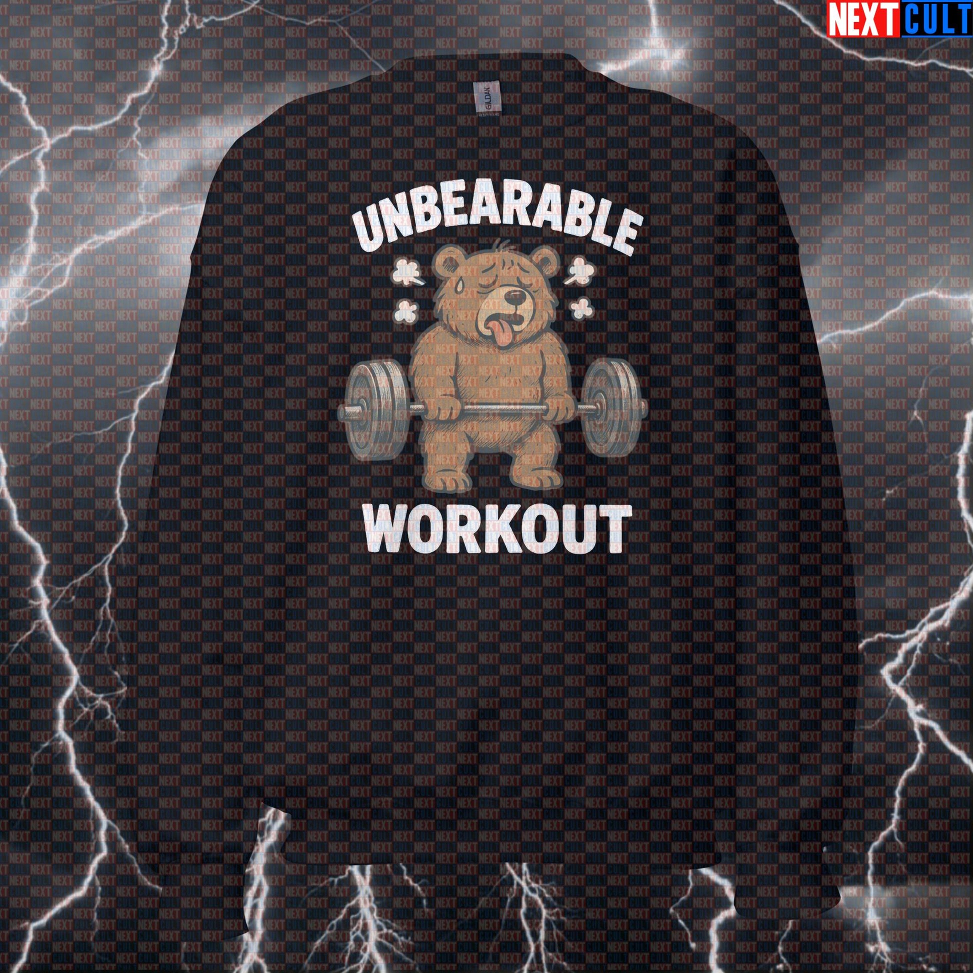 Gym Bear Unbearable Workout Sweatshirt | Funny Exhausted Bear Pullover For Bodybuilding Sweatshirts Bodybuilding Fitness Gym Powerlifting Pump Cover Workout Next Cult Brand