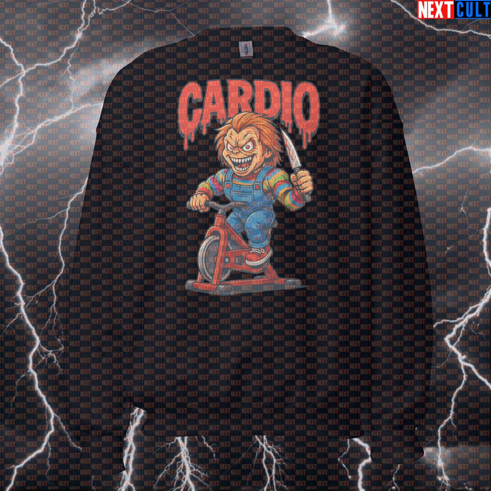 Chucky's Cardio Nightmare Gym Sweatshirt | Funny Workout Horror Pullover Sweatshirts Cardio Films Fitness Gym Halloween Pump Cover Workout Next Cult Brand