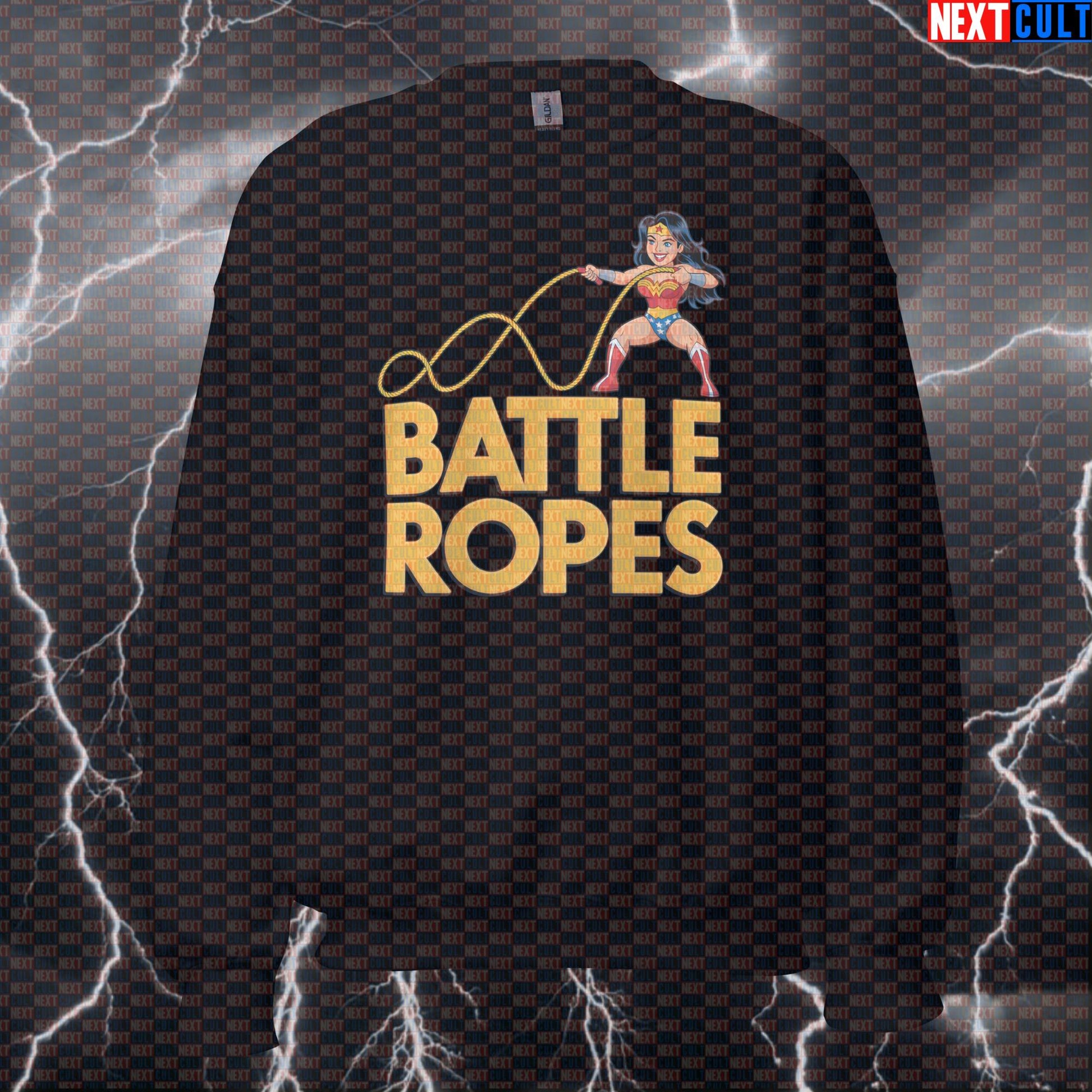 Wonder Woman Battle Ropes Gym Sweatshirt | Superhero HIIT Workout Pullover Sweatshirts Cardio Films Fitness Functional Fitness Gym Justice League Pump Cover Superheroes Wonder Woman Workout Next Cult Brand