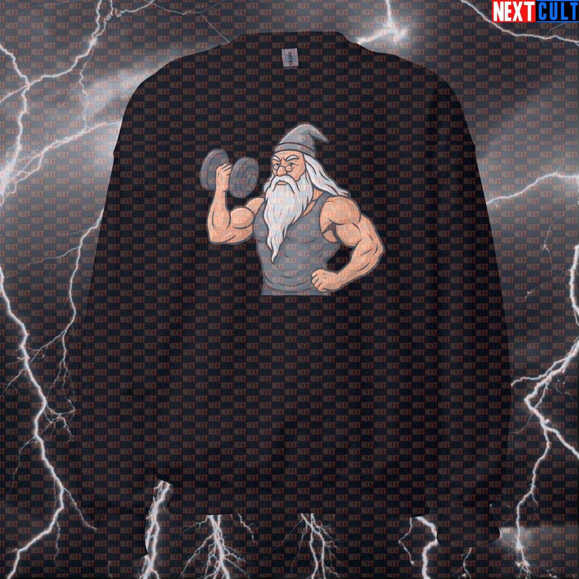 Dumbbelldore Gym Sweatshirt | Swole Wizard Workout Jumper | Harry Potter Fitness Pullover Sweatshirts Bodybuilding Books Films Fitness Gym Harry Potter Pump Cover Workout Next Cult Brand