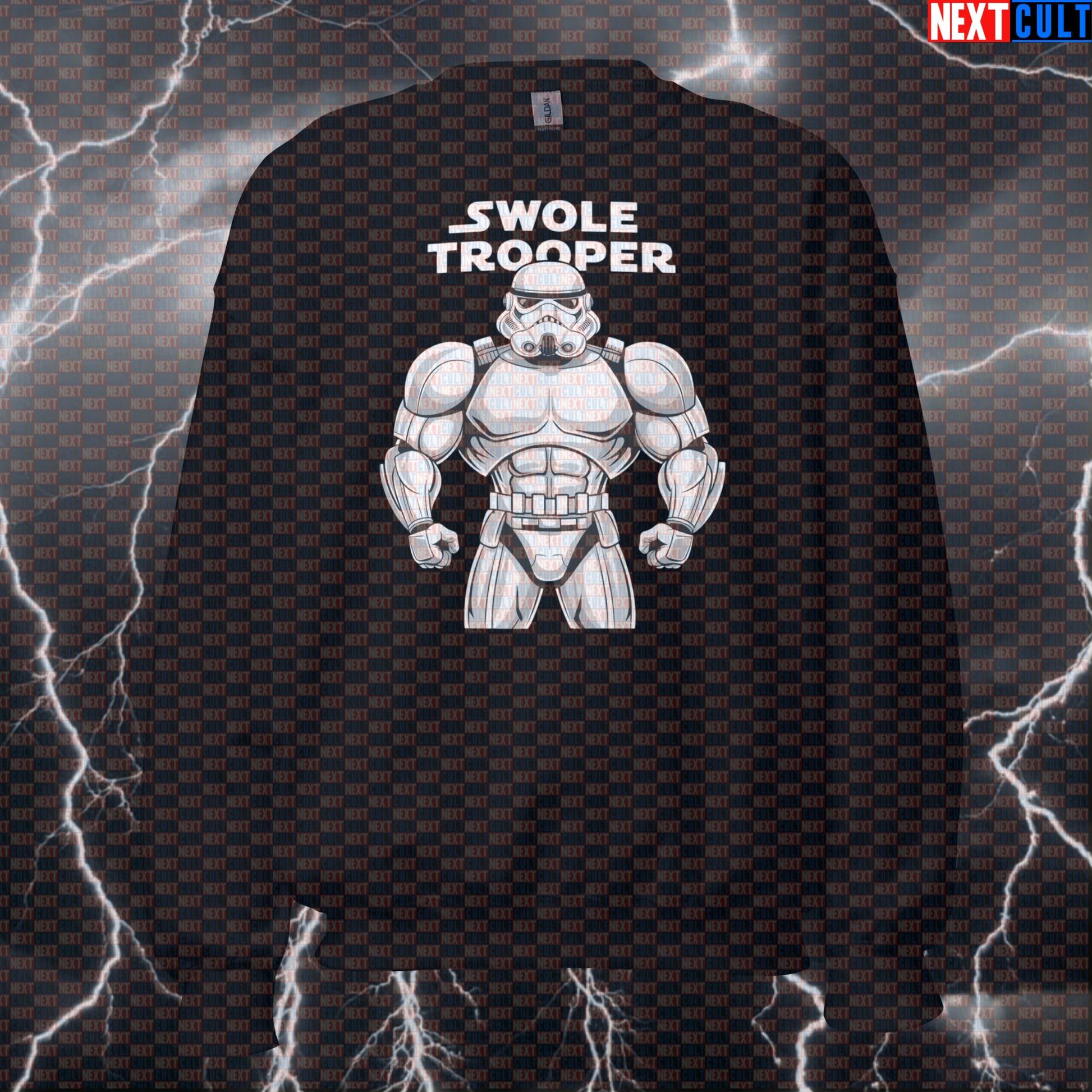 Swole Trooper Gym Sweatshirt | Star Wars Inspired Workout Sweater | Funny Fitness Meme Pullover Pump Cover Sweatshirts Bodybuilding Films Fitness Gym Pump Cover Star Wars Workout Next Cult Brand