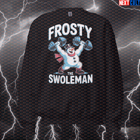 Funny Frosty The Swoleman Christmas Gym Sweatshirt | Holiday Workout Sweater For Lifters | Festive Pump Bodybuilding Christmas Fitness Gym Pump Cover Workout Next Cult Brand