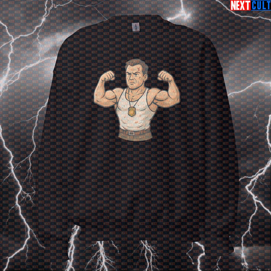 Die Hard Lift Harder Funny Gym Sweatshirt | Workout Sweater for Lifters Bodybuilding Christmas Films Fitness Gym Powerlifting Pump Cover Workout Next Cult Brand