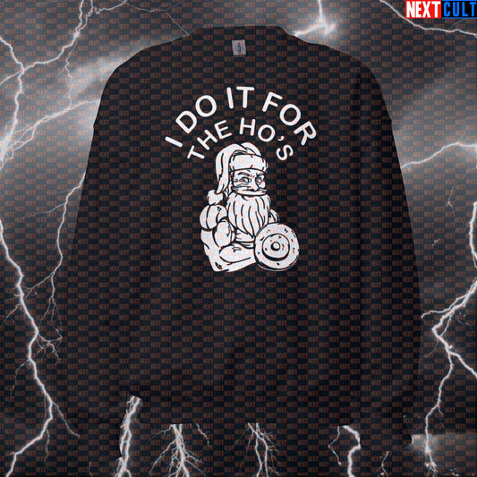 Funny Christmas Gym Meme Sweatshirt - I Do It For The Hos Sweater For Santa Bros Lifters Sweatshirts Bodybuilding Christmas Fitness Gym Pump Cover Workout Next Cult Brand
