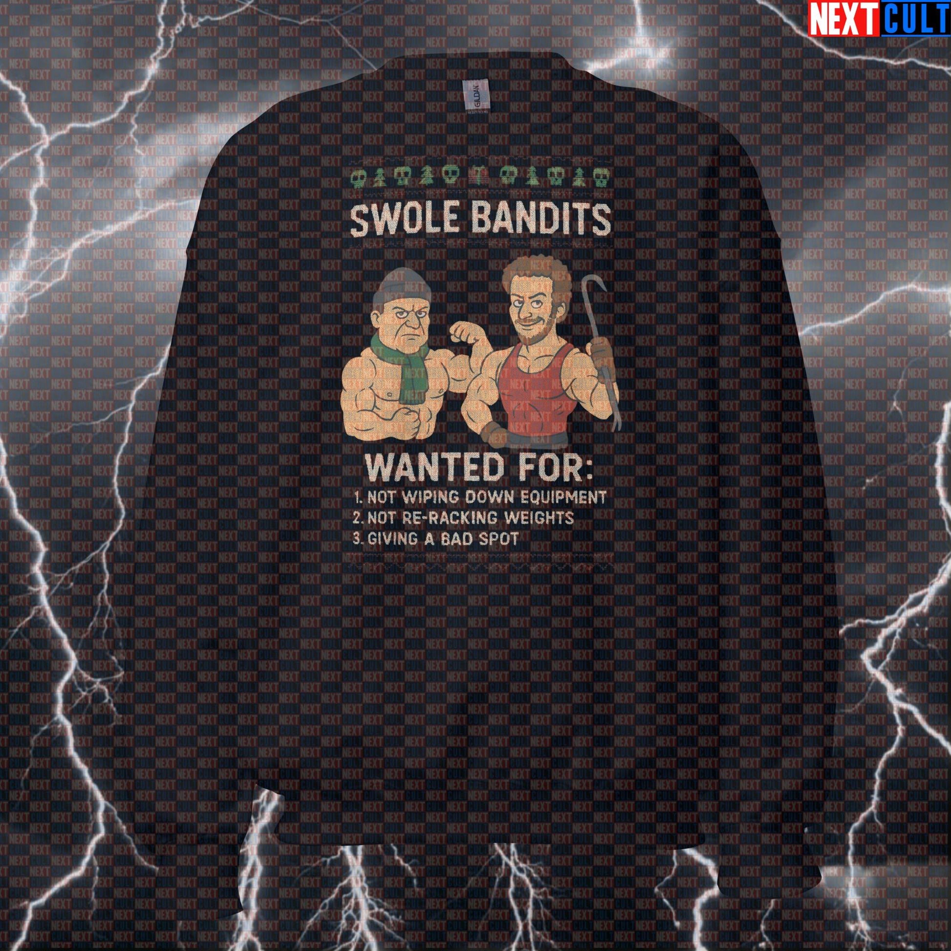 Swole Bandits Home Alone Gym Sweatshirt | Funny Christmas Fitmas Meme Workout Sweater | Pump Cover Pullover Sweatshirts Bodybuilding Christmas Films Fitness Gym Powerlifting Pump Cover Workout Next Cult Brand