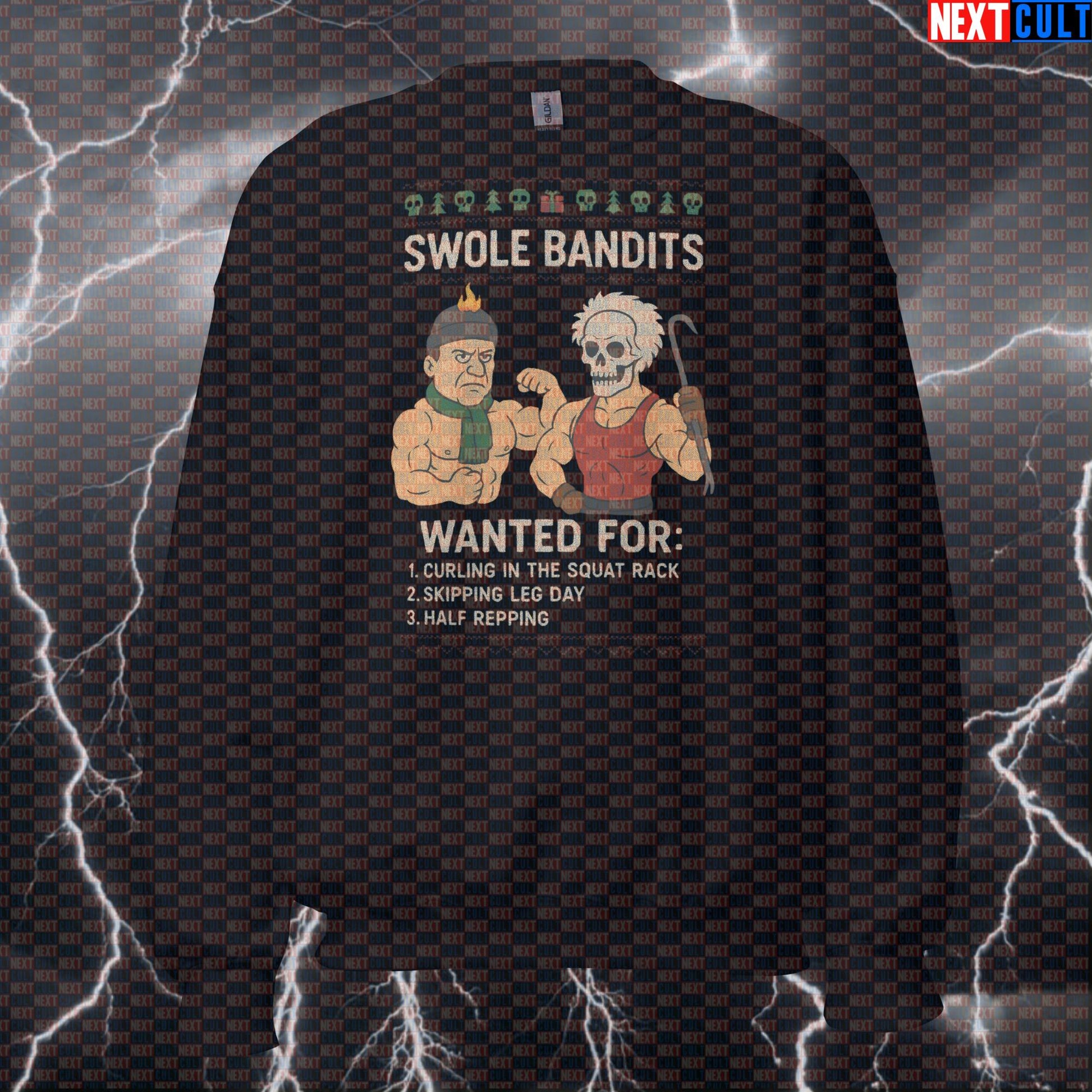 Swole Bandits Home Alone Gym Sweatshirt | Funny Christmas Fitmas Workout Sweater | Pump Cover Pullover Sweatshirts Bodybuilding Christmas Films Fitness Gym Powerlifting Pump Cover Workout Next Cult Brand