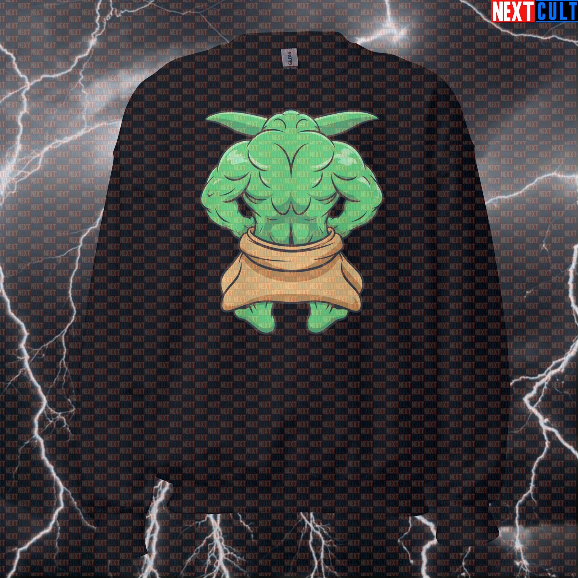 Funny Yoda Gym Sweatshirt | Train Back You Must Bodybuilding Meme | Star Wars Workout Pullover Bodybuilding Films Fitness Gym Pump Cover Star Wars Workout Yoda Next Cult Brand