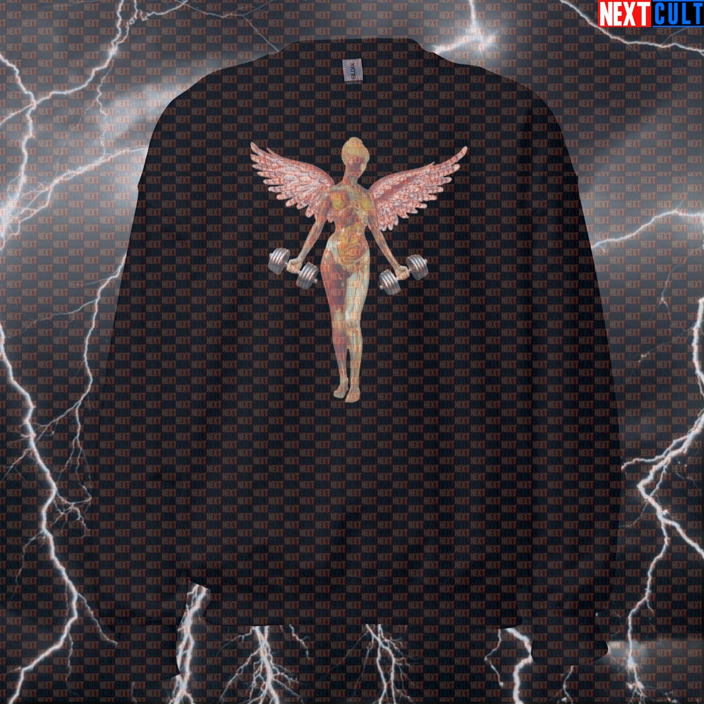 Lifting Angel Gym Sweatshirt | Nirvana Workout Jumper For Bodybuilding & Powerlifting Bodybuilding Fitness Gym Nirvana Pump Cover Rock Music Workout Next Cult Brand
