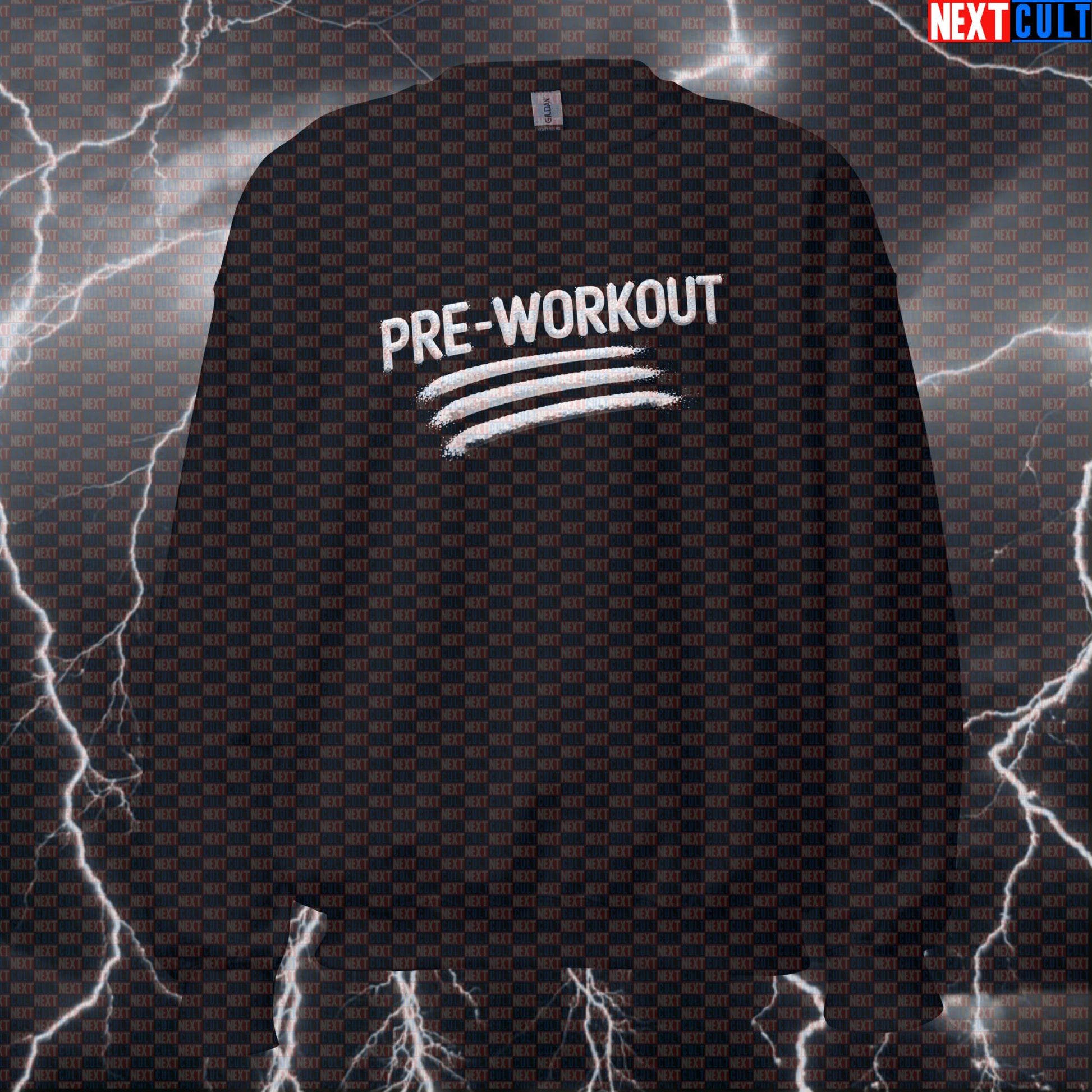 Funny Pre Workout Gym Sweatshirt | Sniff The White Powder Pump Cover Sweater | Gym Meme Crewneck Bodybuilding Fitness Gym Powerlifting Pump Cover Workout Next Cult Brand