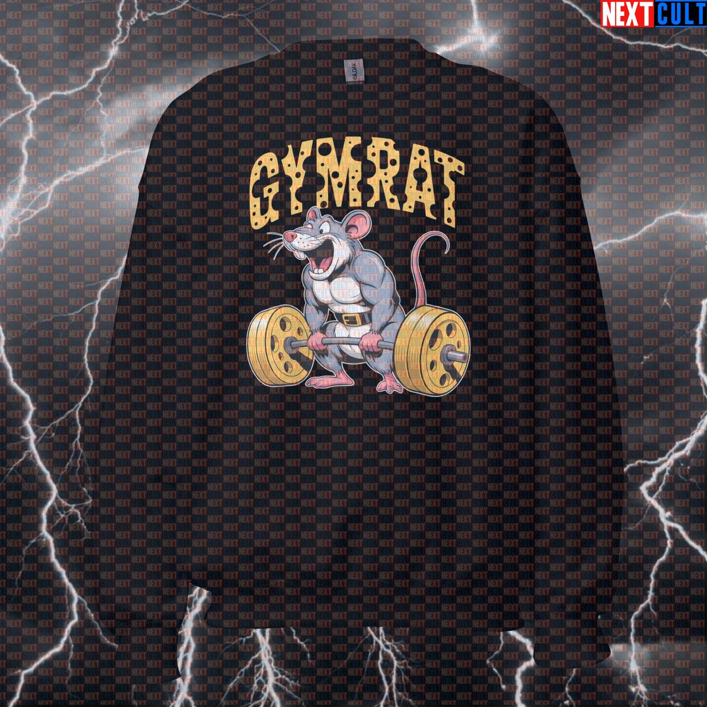 Funny Gym Rat Cheese Barbell Sweatshirt | Workout Sweater For Lifters & Bodybuilding Meme Fans | Pump Cover Pullover Bodybuilding Fitness Gym Gymrat Leg Day Powerlifting Pump Cover Workout Next Cult Brand