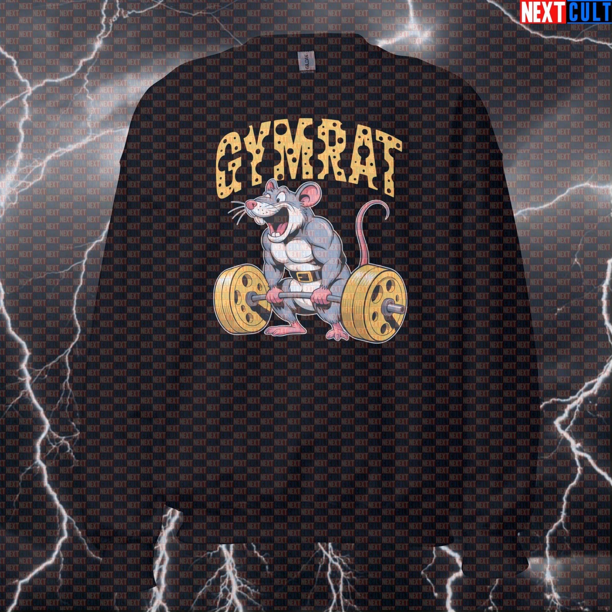 Funny Gym Rat Cheese Barbell Sweatshirt | Workout Sweater For Lifters & Bodybuilding Meme Fans | Pump Cover Pullover Bodybuilding Fitness Gym Gymrat Leg Day Powerlifting Pump Cover Workout Next Cult Brand
