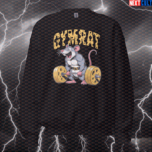 Funny Gym Rat Cheese Barbell Sweatshirt | Workout Sweater For Lifters & Bodybuilding Meme Fans | Pump Cover Pullover Bodybuilding Fitness Gym Gymrat Leg Day Powerlifting Pump Cover Workout Next Cult Brand