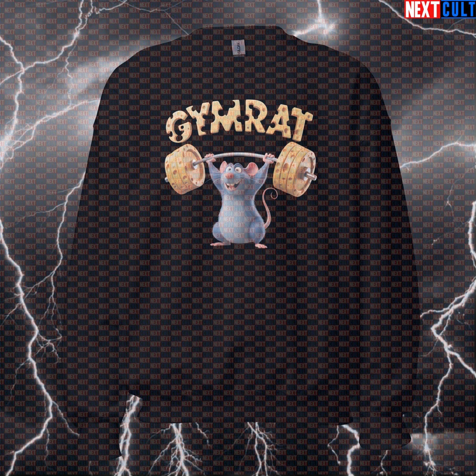 Funny Gym Rat Sweatshirt | Ratatouille Meme Workout Sweater For Lifters | Cheese Barbell Pump Cover Sweatshirts Bodybuilding Films Fitness Gym Gymrat Powerlifting Pump Cover Workout Next Cult Brand