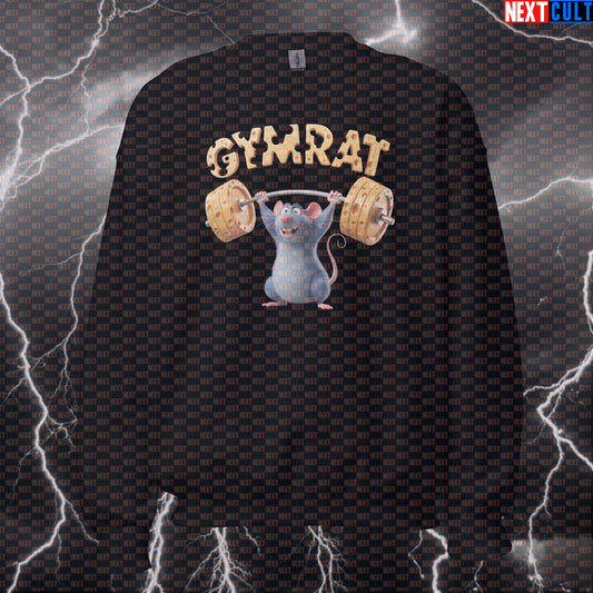 Funny Gym Rat Sweatshirt | Ratatouille Meme Workout Sweater For Lifters | Cheese Barbell Pump Cover Sweatshirts Bodybuilding Films Fitness Gym Gymrat Powerlifting Pump Cover Workout Next Cult Brand