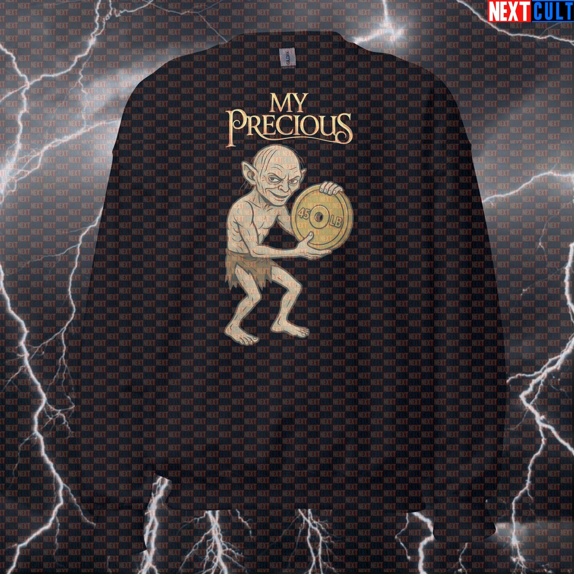 Lord of the Plates Funny Gym Sweatshirt | My Precious Workout Sweater For Bodybuilding Sweatshirts Bodybuilding Films Fitness Gym Lord of the Rings Powerlifting Pump Cover Workout Next Cult Brand