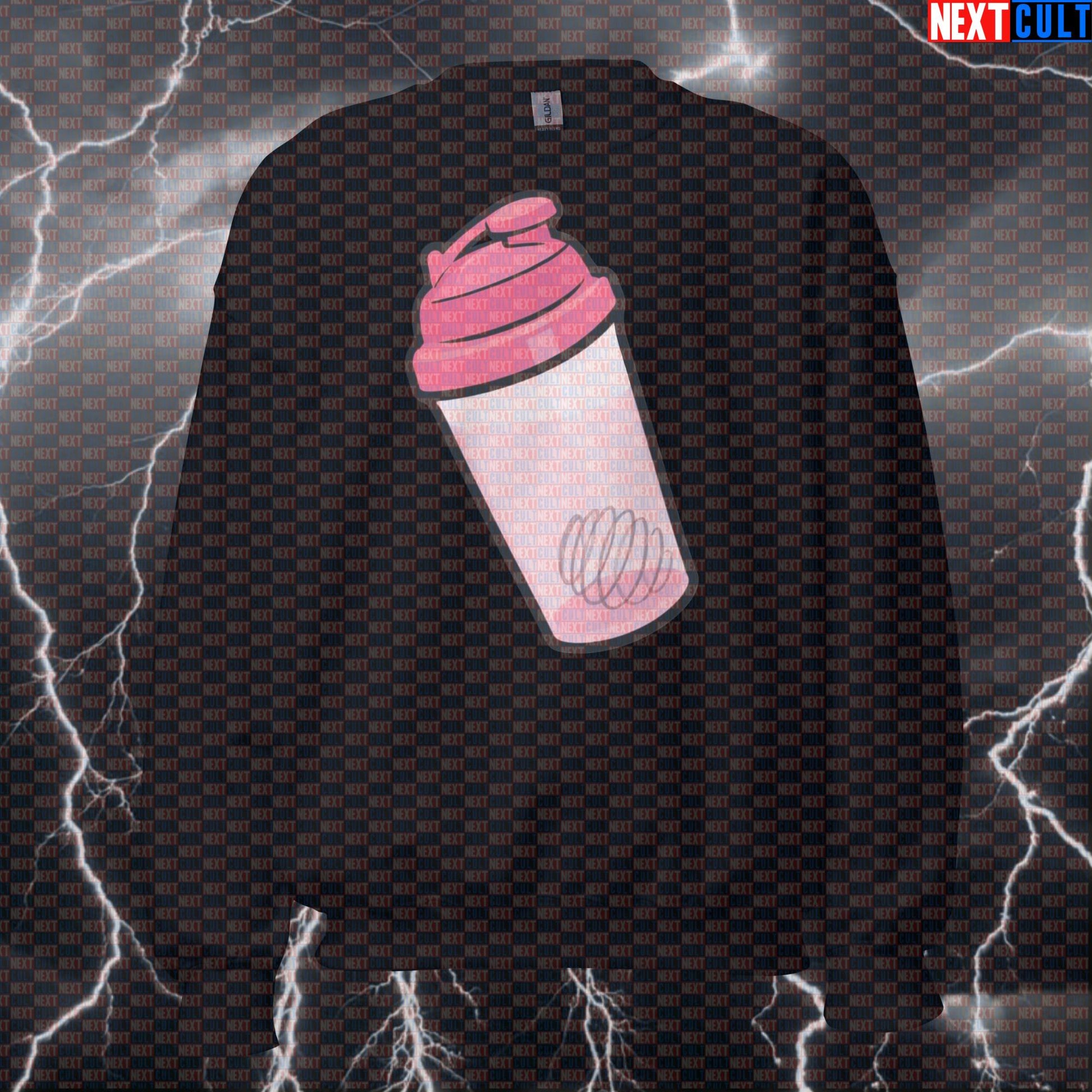 Funny Gym Sweatshirt with Pink Protein Shaker Design | Workout Jumper Sweatshirts Bodybuilding Fitness Gym Pump Cover Workout Next Cult Brand