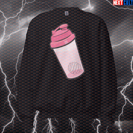 Funny Gym Sweatshirt with Pink Protein Shaker Design | Workout Jumper Sweatshirts Bodybuilding Fitness Gym Pump Cover Workout Next Cult Brand