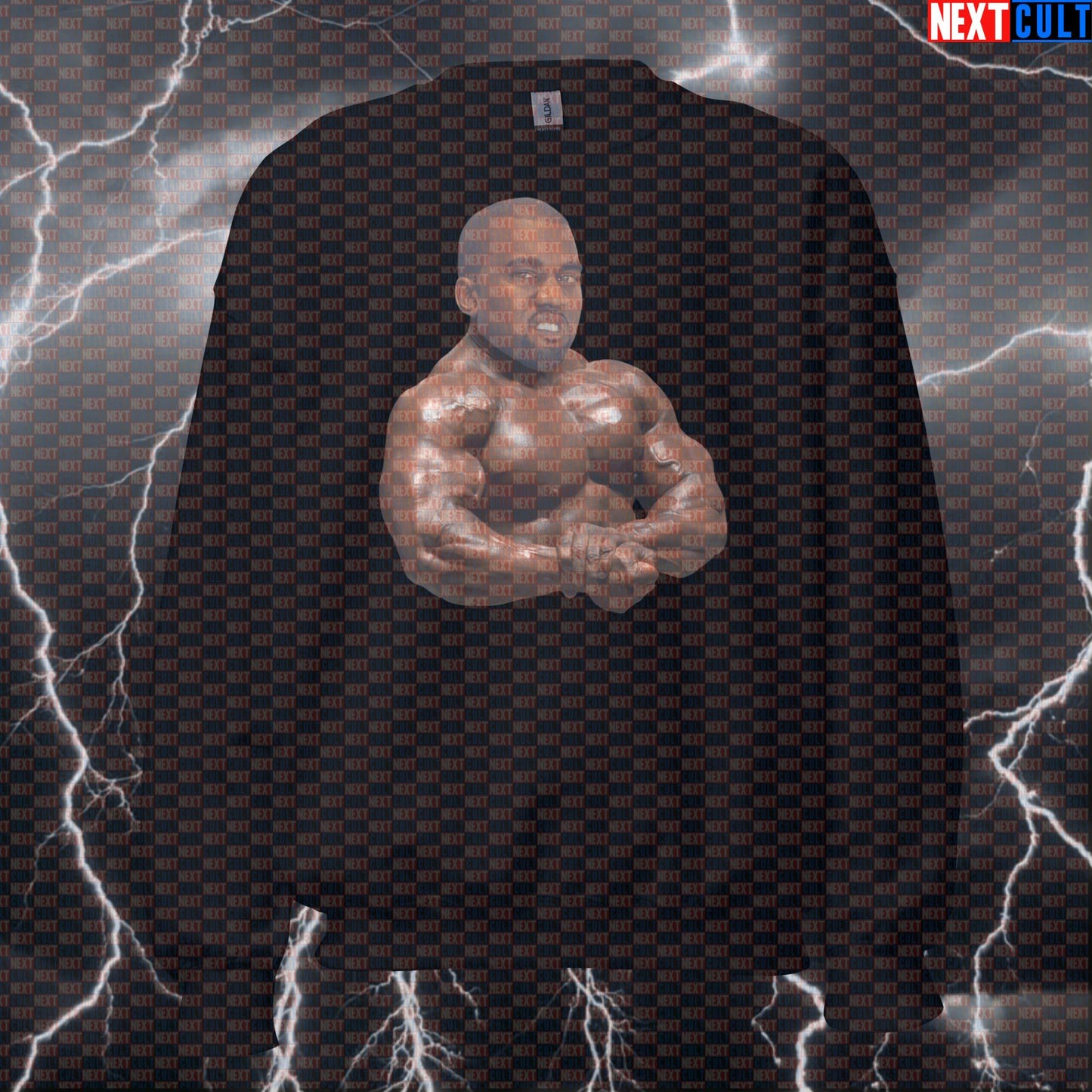 Kanye Chest Bodybuilding Parody Sweatshirt | Funny Gym Workout Crewneck Pullover Sweatshirts Bodybuilding Fitness Gym Hip Hop Kanye West Pump Cover Workout Next Cult Brand