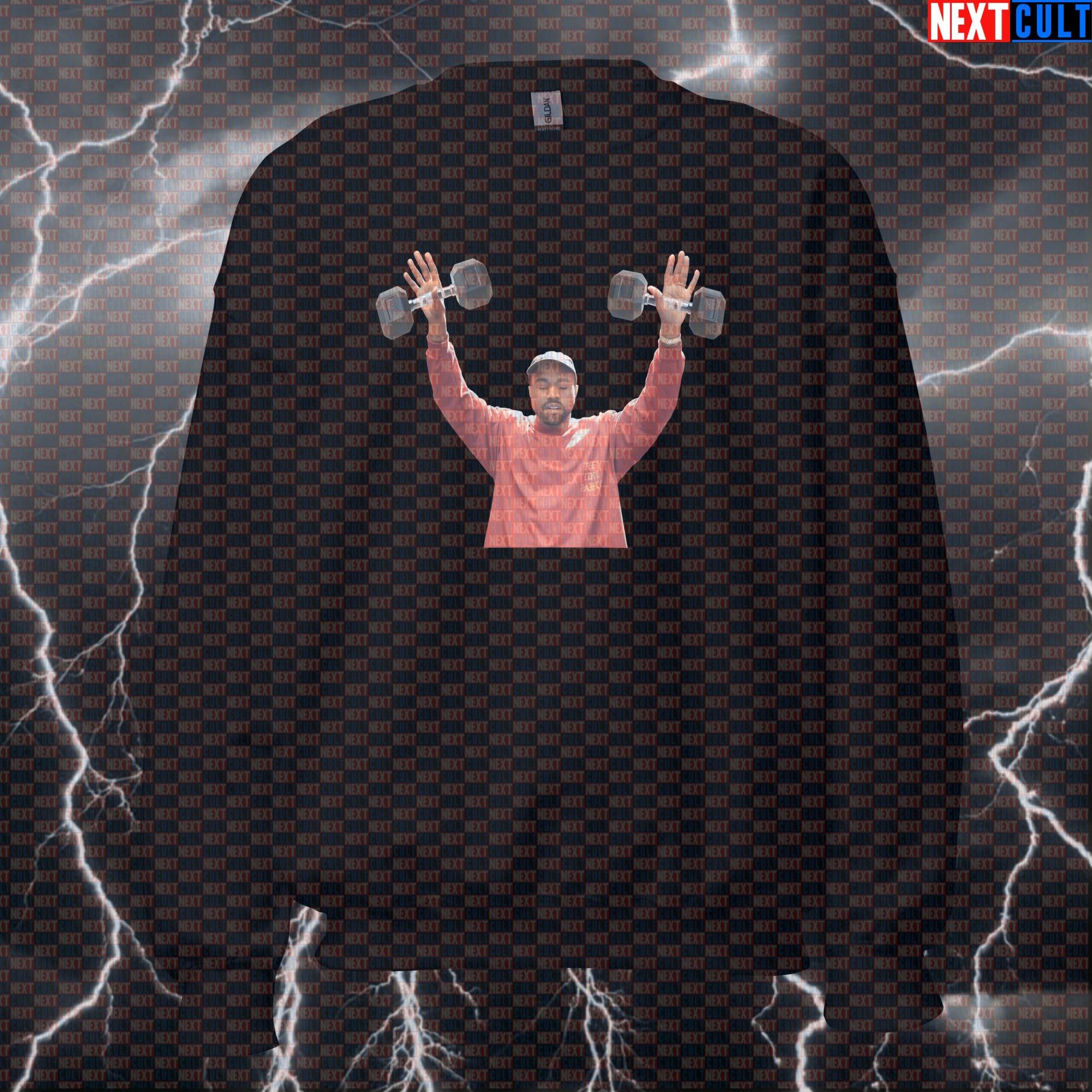 Kanye Gym Parody Funny Workout Sweatshirt | Rap Music Lifting Pullover Sweatshirts Bodybuilding Fitness Gym Hip Hop Kanye West Pump Cover Workout Next Cult Brand