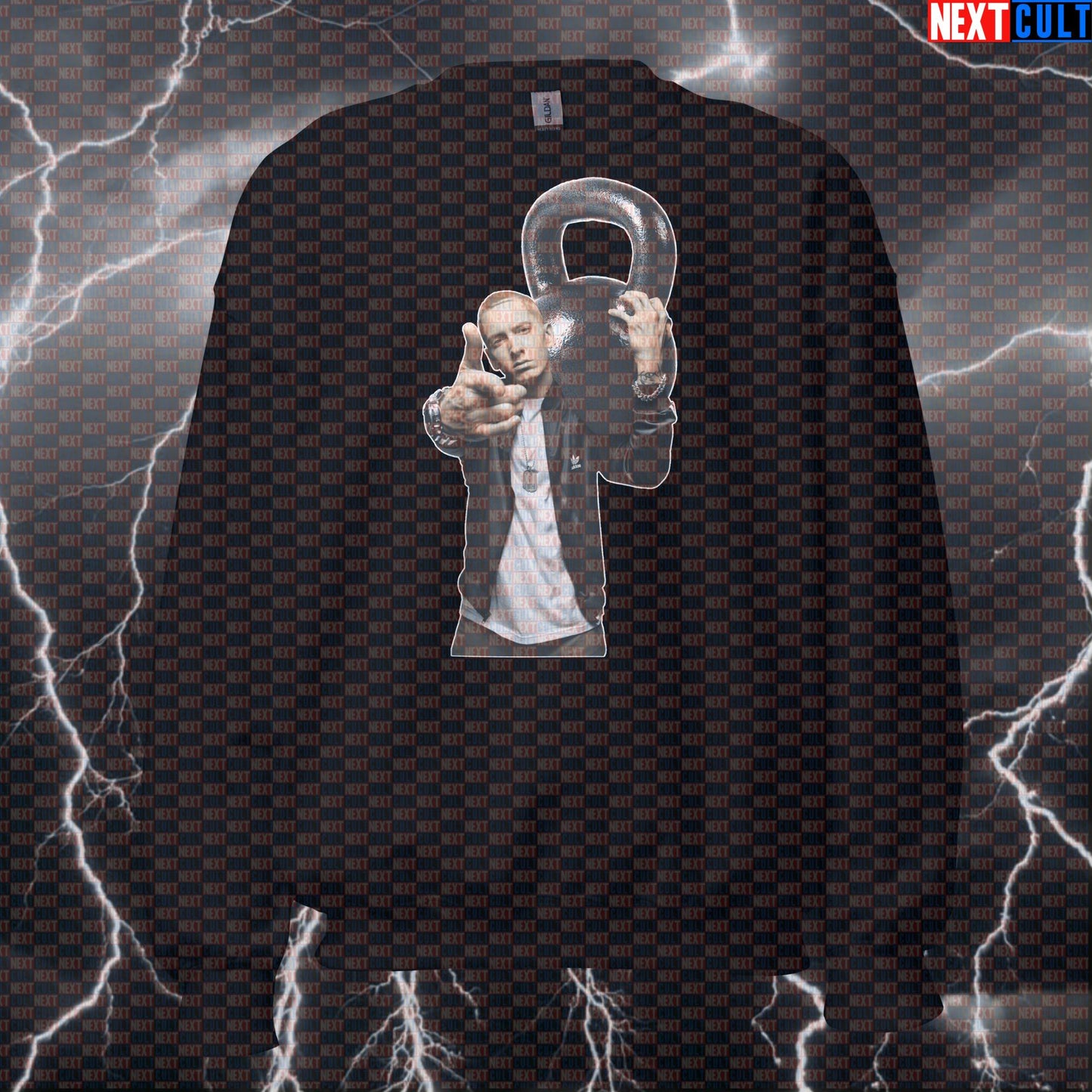 Kettlebell Rap God Funny Gym Sweatshirt | Slim Shady Workout Pullover Sweatshirts Bodybuilding Eminem Fitness Gym Hip Hop Kettlebell Pump Cover Workout Next Cult Brand