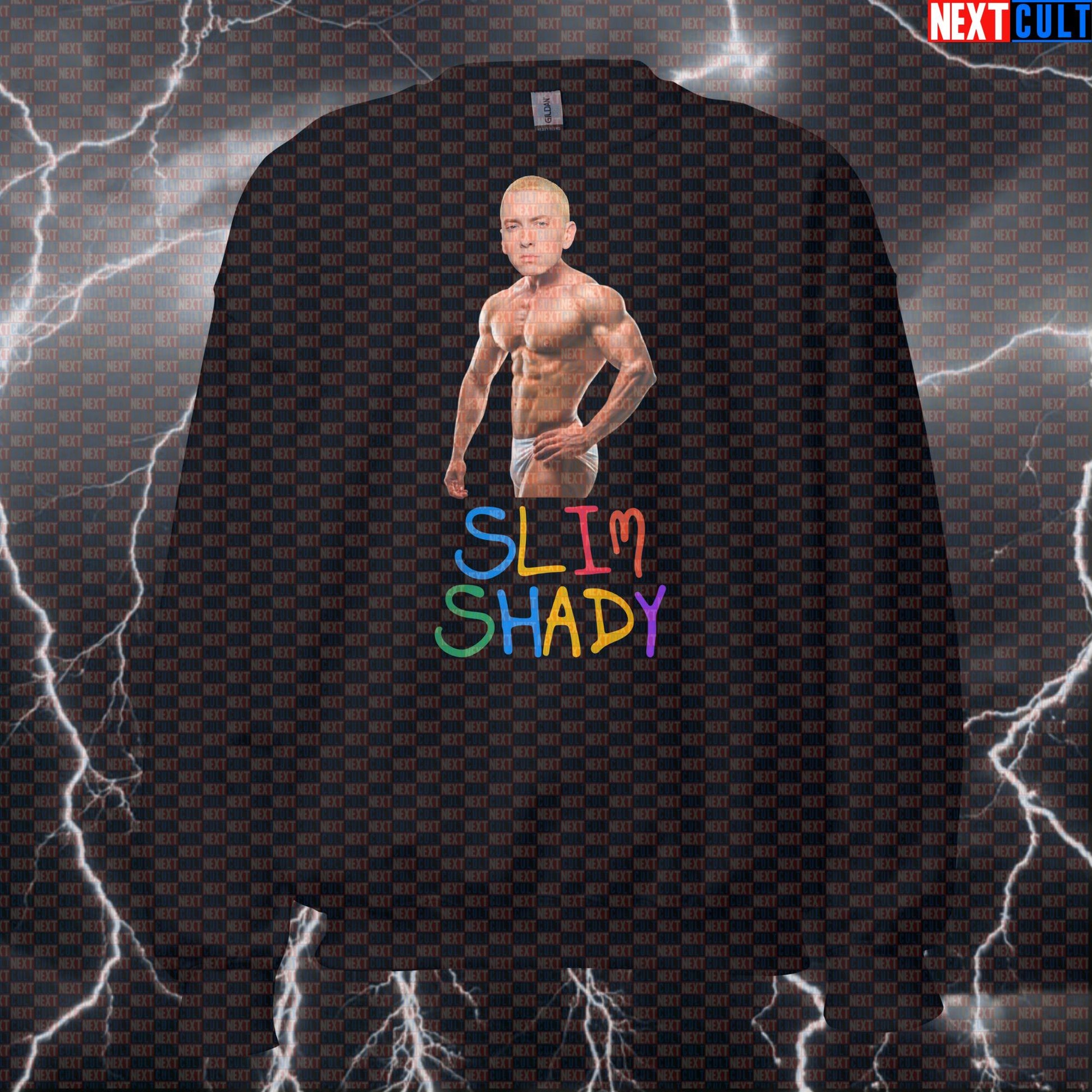 Slim Shady Bodybuilder Sweatshirt | Funny Gym & Workout Parody Pullover Sweatshirts Bodybuilding Eminem Fitness Gym Hip Hop Pump Cover Workout Next Cult Brand