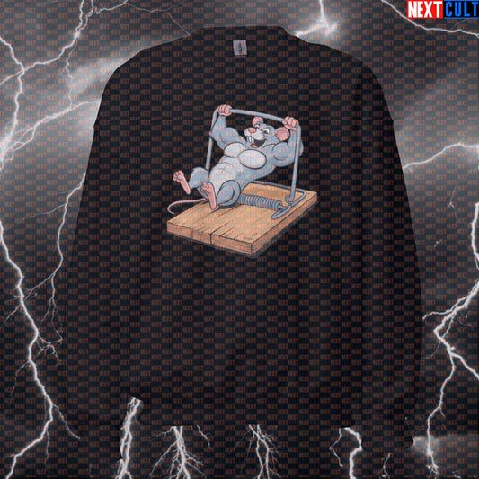 Funny Gymrat Mousetrap Sweatshirt | Gym Rat Workout Sweater For Lifters | Next Cult Brand Pullover Bodybuilding Fitness Gym Gymrat Powerlifting Pump Cover Workout Next Cult Brand
