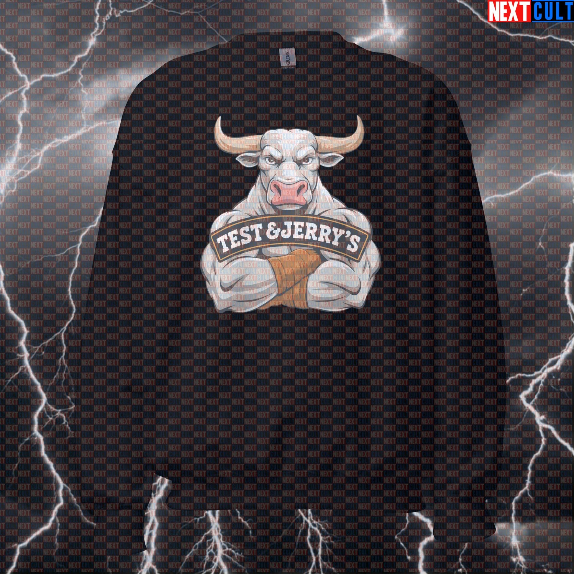 Funny Test Jerry's Gym Sweatshirt | Testosterone Workout Sweater For Lifters | Gym Meme Pullover Top Bodybuilding Fast Food Fitness Gym Pump Cover Workout Next Cult Brand