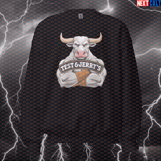 Funny Test Jerry's Gym Sweatshirt | Testosterone Workout Sweater For Lifters | Gym Meme Pullover Top Bodybuilding Fast Food Fitness Gym Pump Cover Workout Next Cult Brand