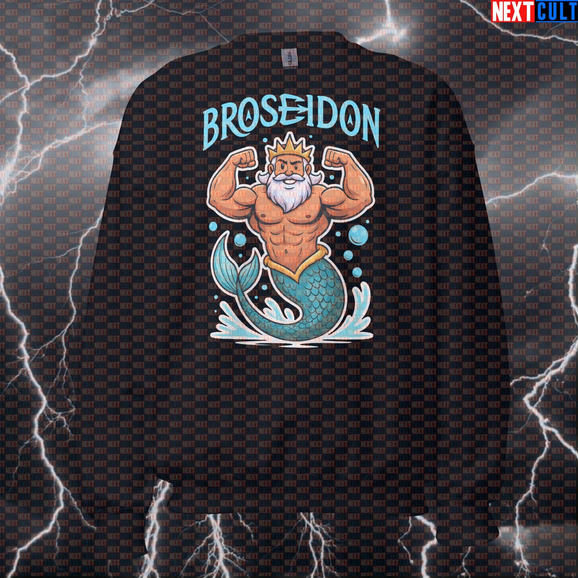 Broseidon God of the Gym Funny Workout Sweatshirt | Poseidon Gymbro Pullover Pump Cover Ancient Greece Bodybuilding Fitness Gym Pump Cover Workout Next Cult Brand
