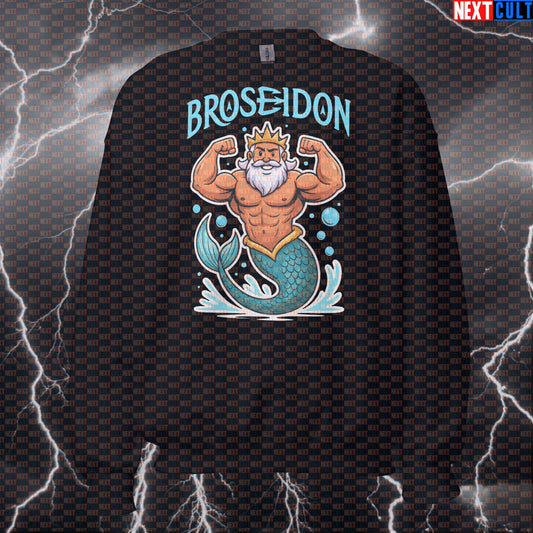 Broseidon God of the Gym Funny Workout Sweatshirt | Poseidon Gymbro Pullover Pump Cover Ancient Greece Bodybuilding Fitness Gym Pump Cover Workout Next Cult Brand