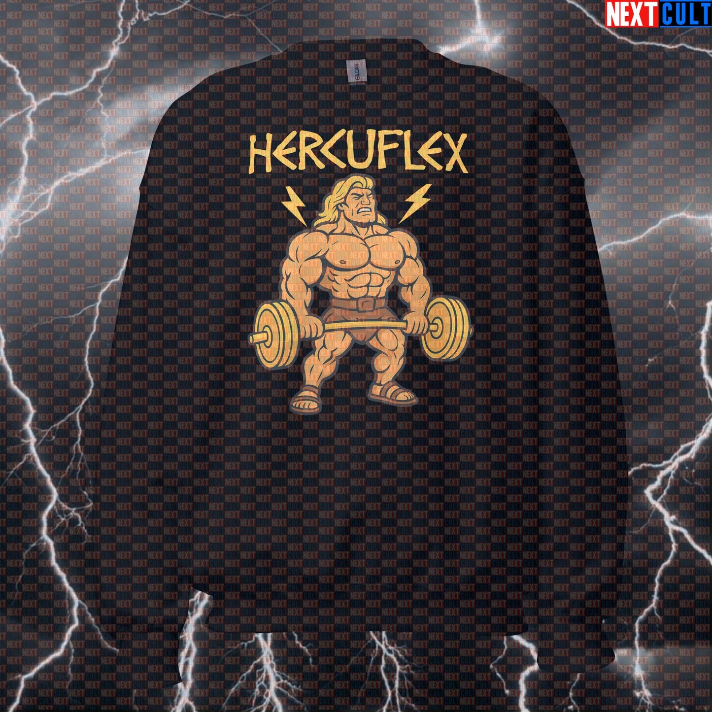 Hercuflex Gym Motivation Sweatshirt | Funny Greek God Workout Pullover for Lifters Ancient Greece Bodybuilding Films Fitness Gym Powerlifting Pump Cover Workout Next Cult Brand
